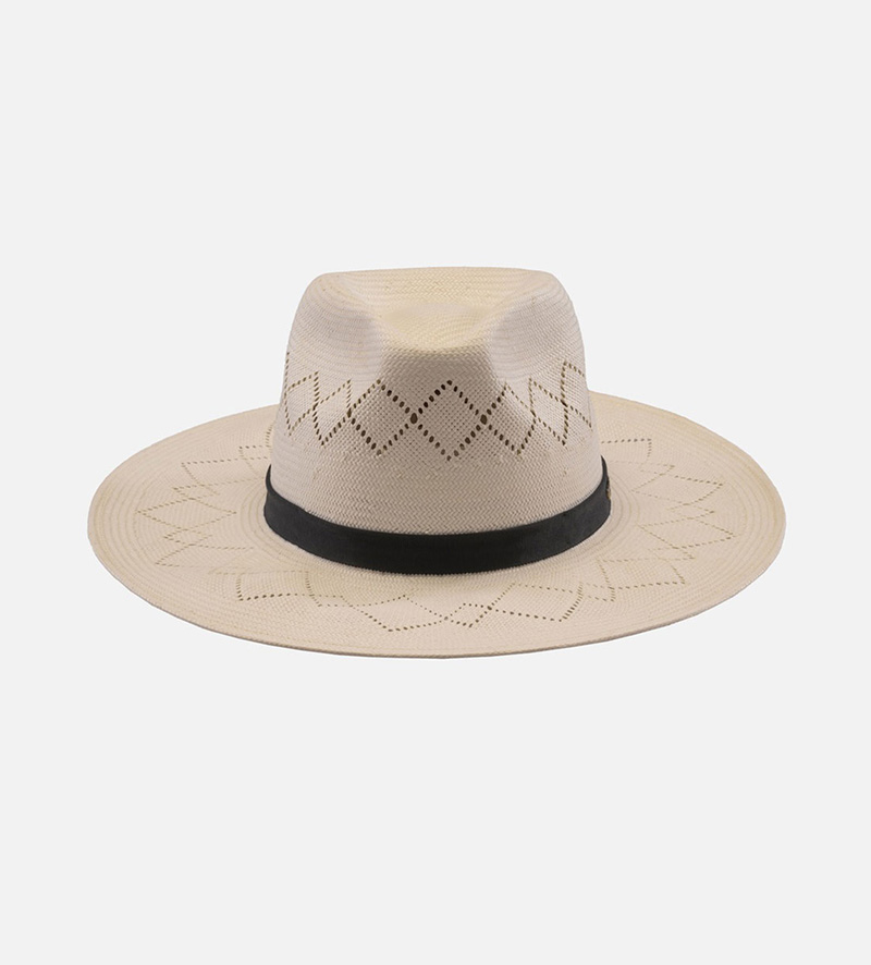 front view of  mens white straw hat