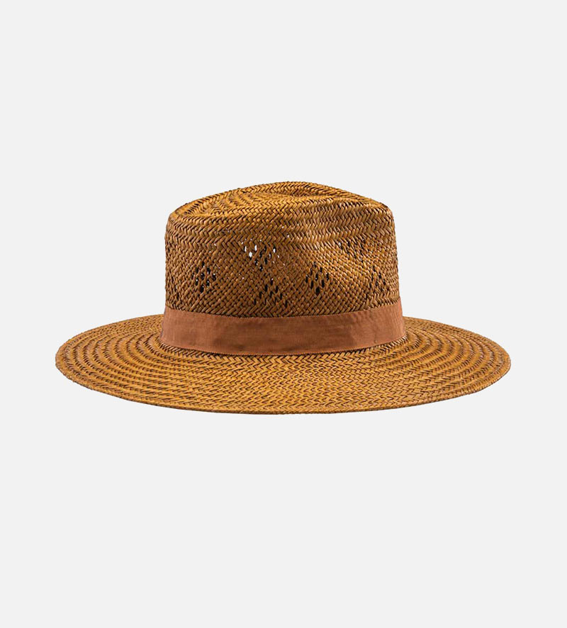 back view of mens straw sun hat