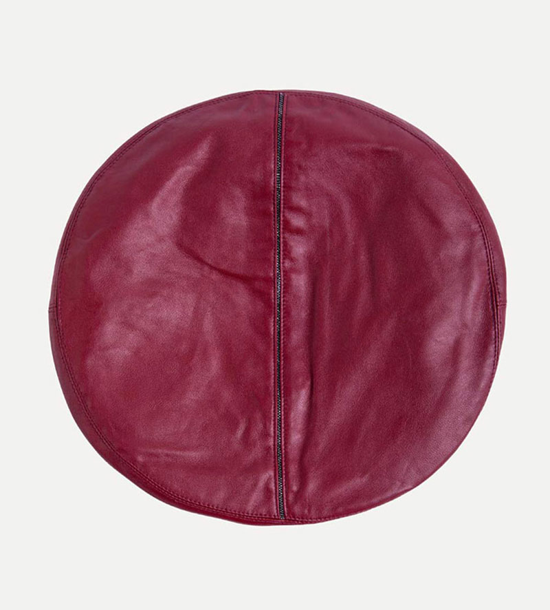 top view of womens maroon beret