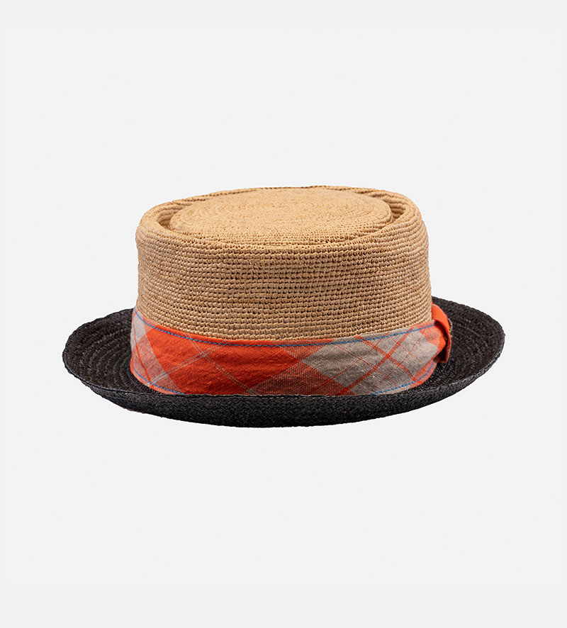 front view of straw porkpie hat