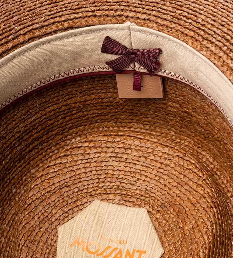 detail of straw fedora hat