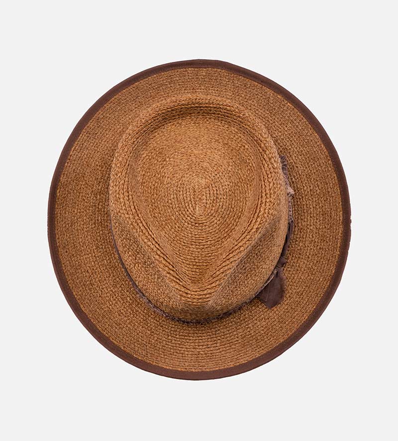 top view of straw fedora hat