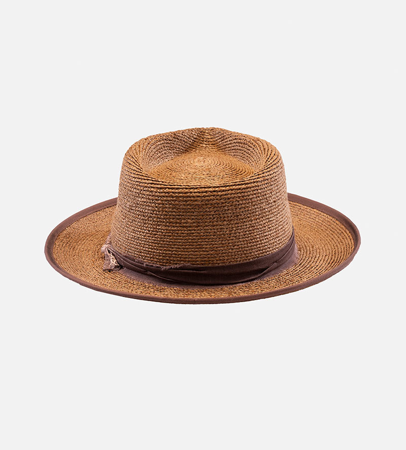 back view of straw fedora hat