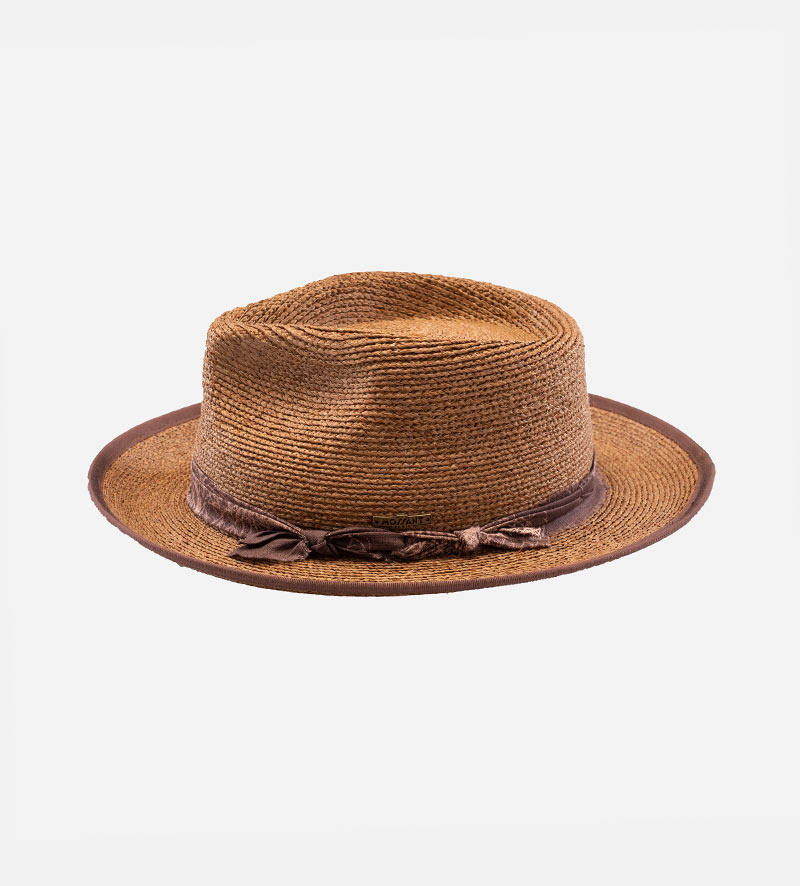 side view of straw fedora hat