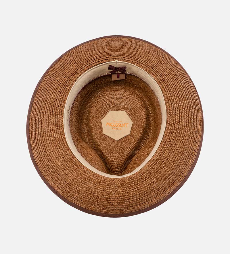 inside view of straw fedora hat