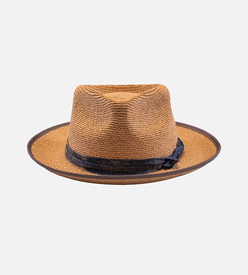 front view of straw fedora hat