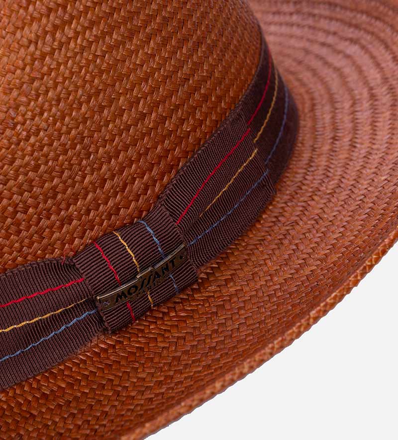 hatband of curled brim straw hat