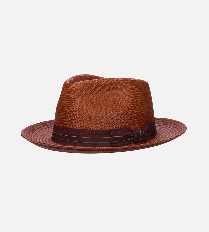 CYCLOPS Paper Straw Fedora Medium Brim Chocolate