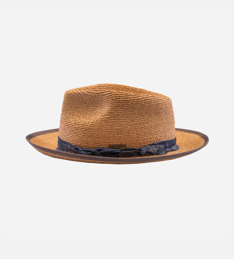 side view of straw fedora hat