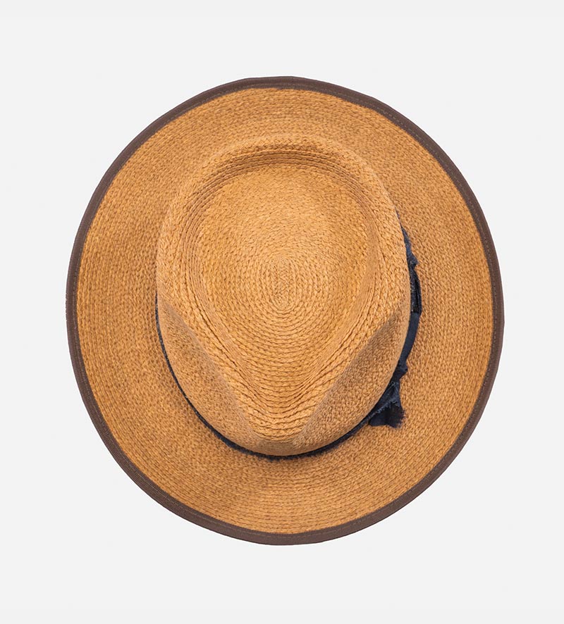 top view of straw fedora hat