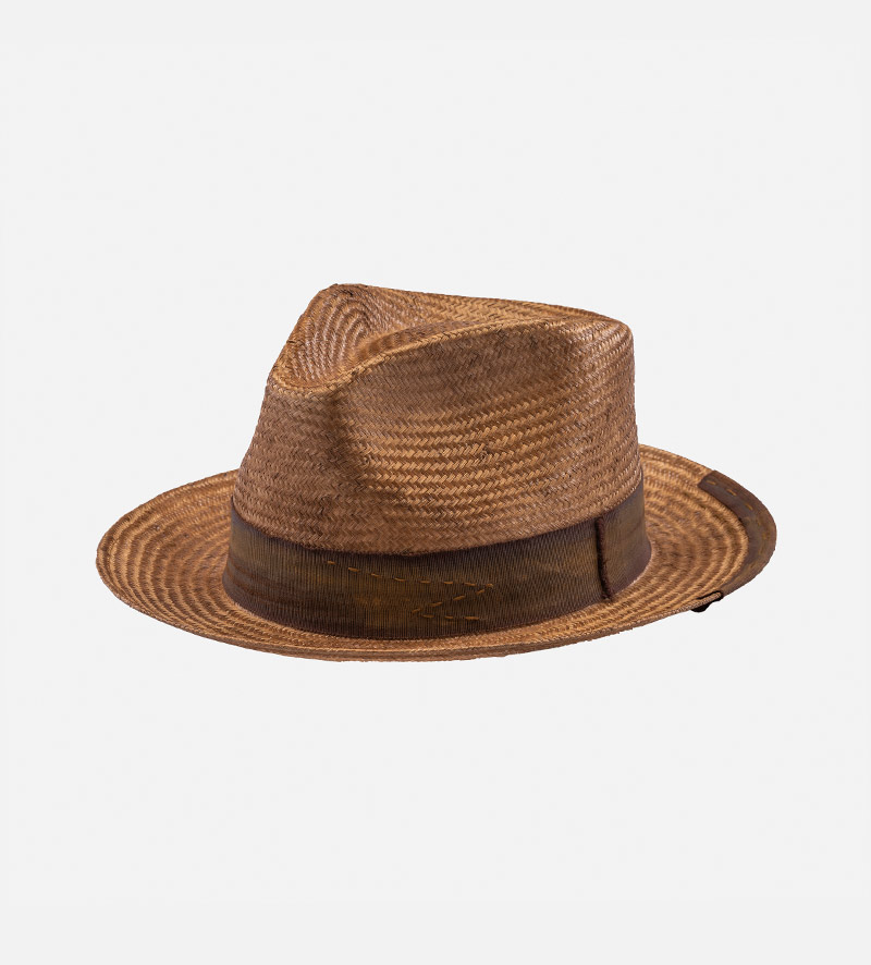 GOLDFINCH Hemp Straw Fedora Medium Brim Rosebrown