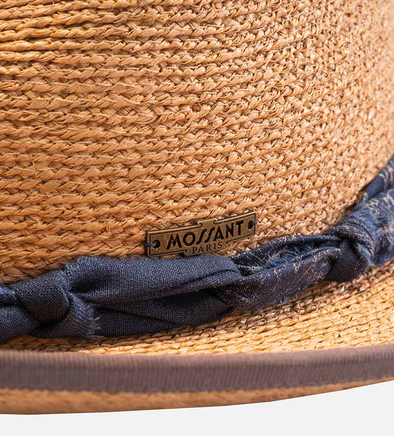 CANDOR Raffia Straw Fedora Widebrim Tan