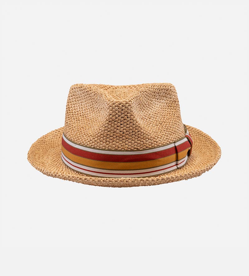 front view of raffia straw hat