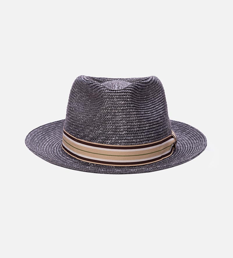 front view of straw fedora hat