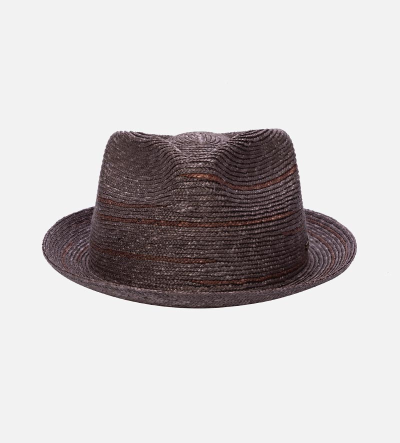 ALLIGATOR Wheat Straw Fedora Short Brim Chocolate