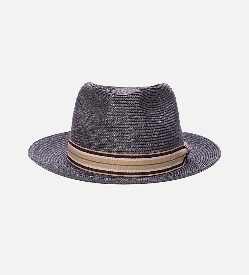 front view of straw fedora hat