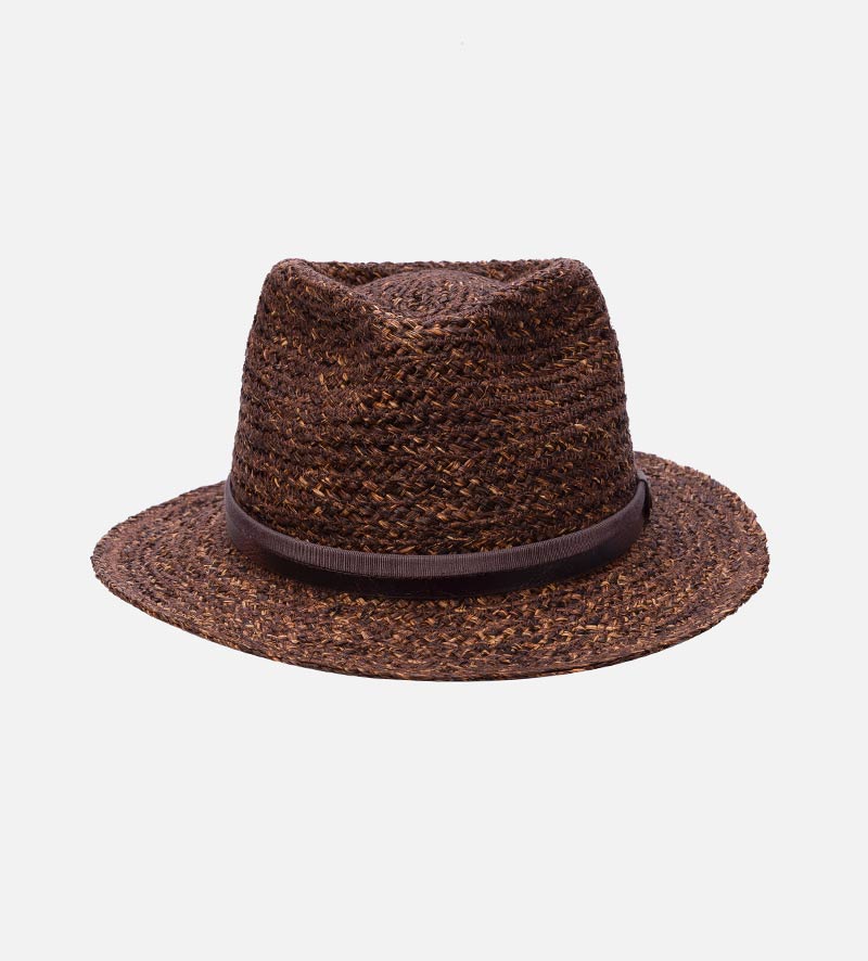 front view of straw fedora hat