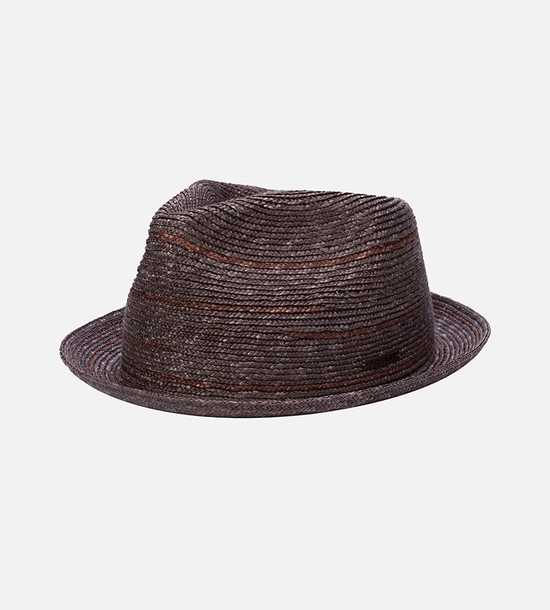 ALLIGATOR Wheat Straw Fedora Short Brim Chocolate