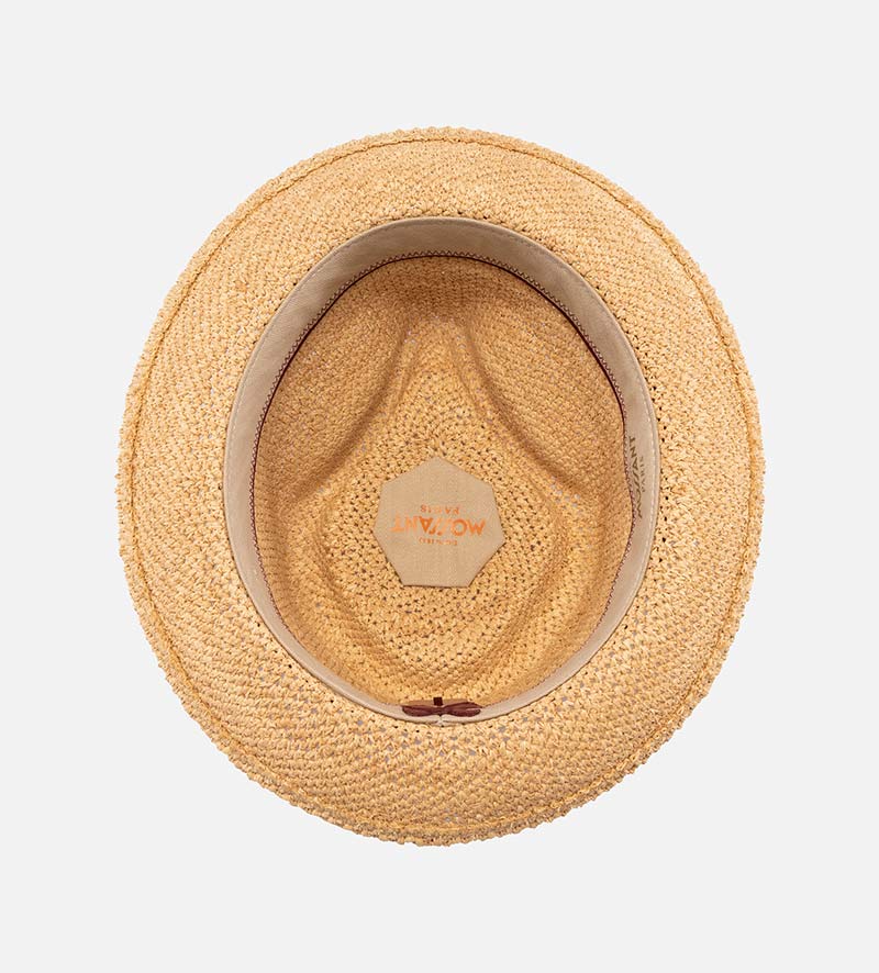 inside view of raffia straw hat