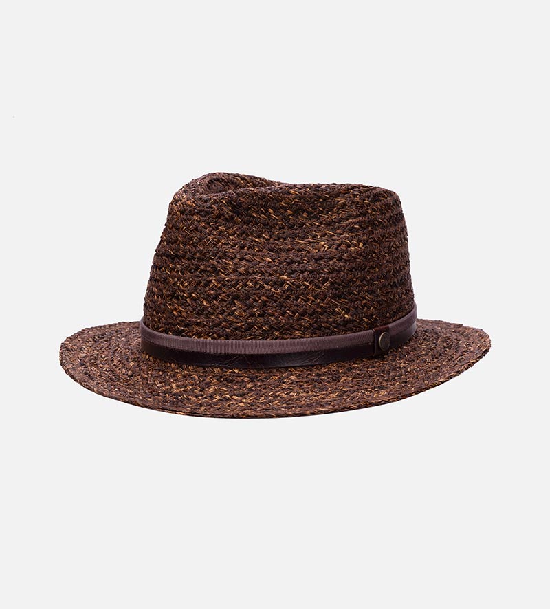 TAURUS Raffia Fedora Midium Brim Brown