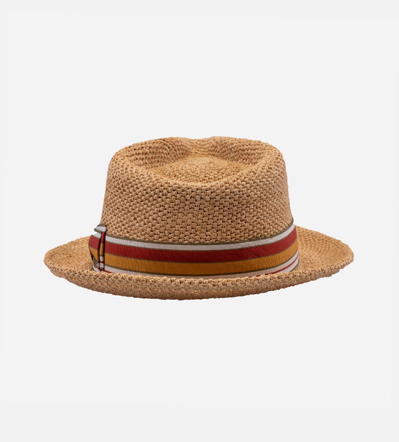 back view of raffia straw hat
