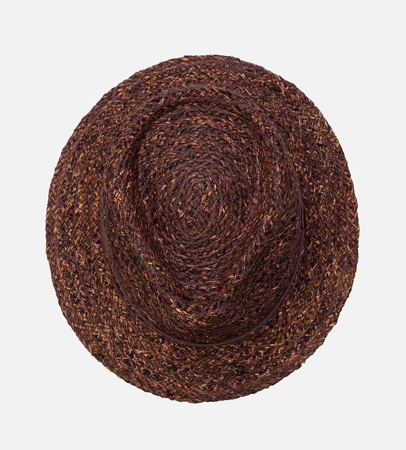 top view of straw fedora hat