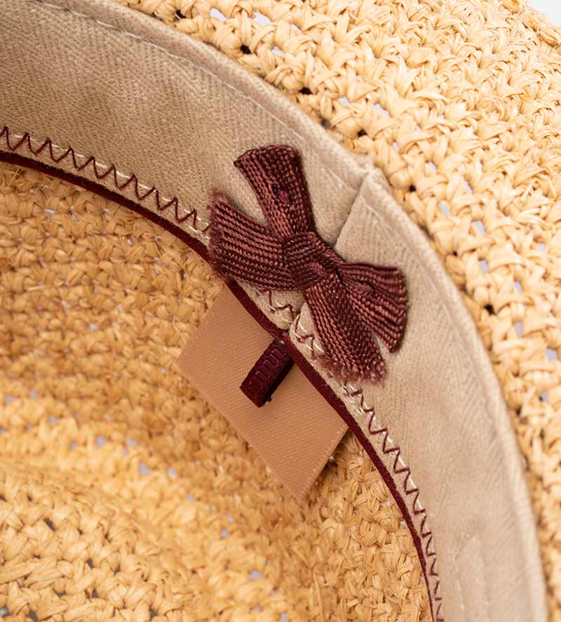 PRCHORA Raffia Straw Fedora Short Brim Tan