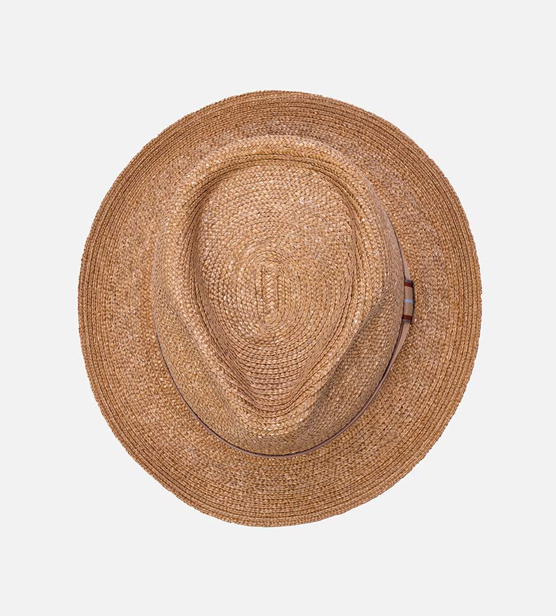 top view of straw fedora hat