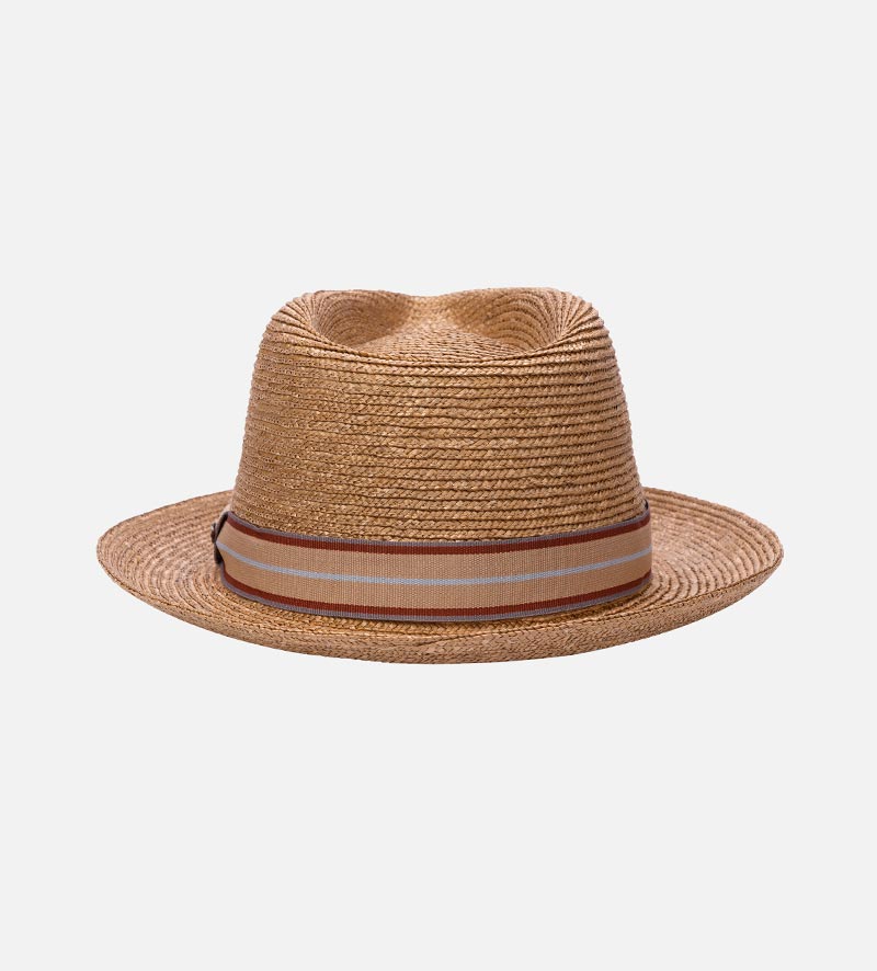 back view of straw fedora hat