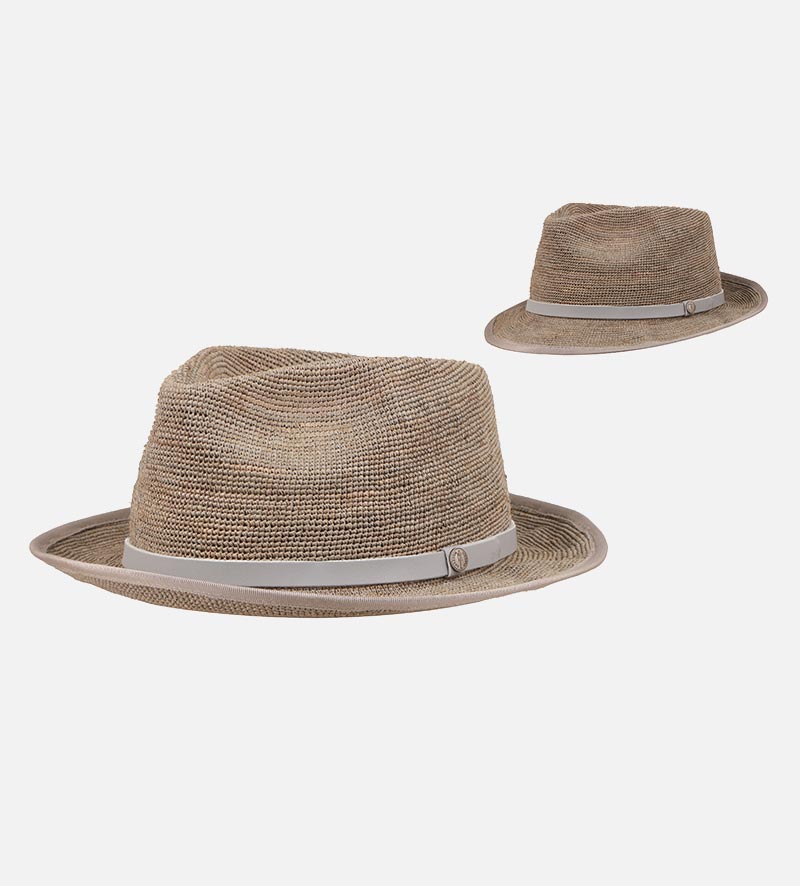 MALAOMO RAFFIA FEDORA MEDIUM BRIM DIMGRAY