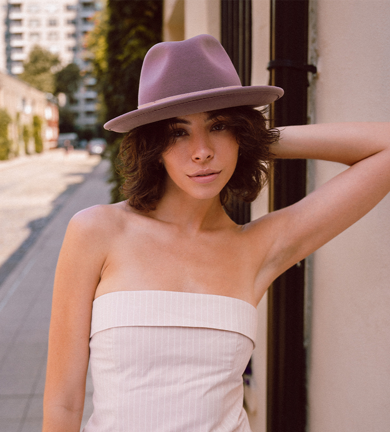 Wisley Fedora Felt Hat Mauve