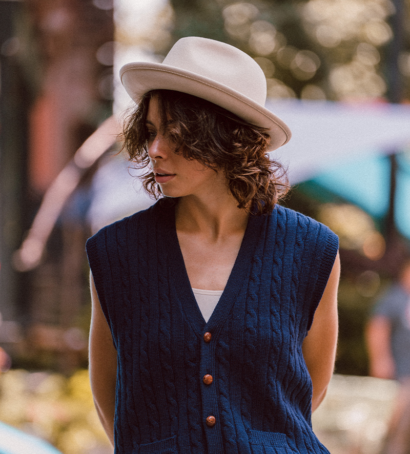 Wisley Fedora Felt Hat Bone White