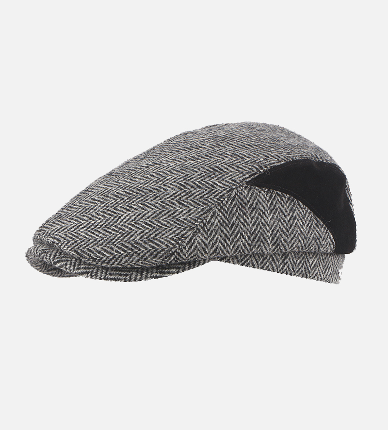 grey tweed newsboy cap